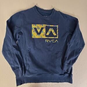 RVCA ANP Floral Logo Crewneck Sweatshirt Navy Blue Pullover Tagged Size 1